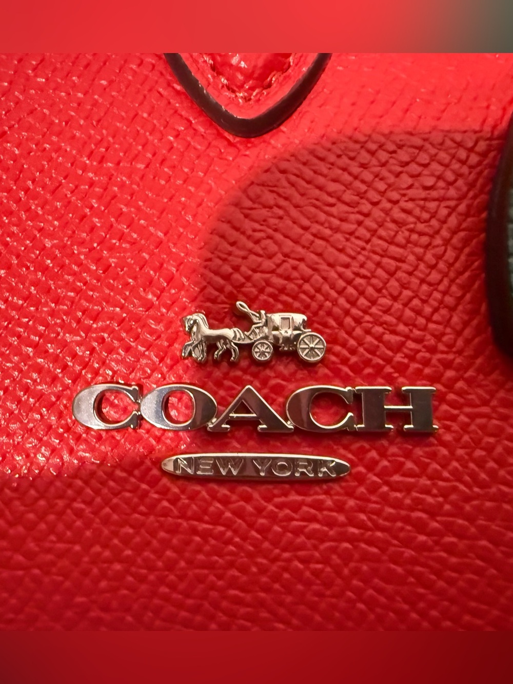 COACH Red Leather Mini Cherry Bag with Green Leaf Charm - Picture 4 of 7